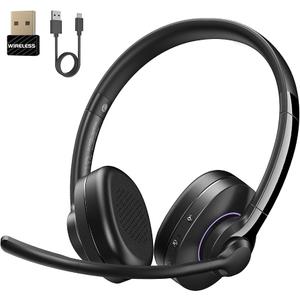 Masajoy Wireless Headset with Mic for Work, Headset Wireless Bluetooth V5.3 with AI Noise Cancelling Microphone with USB Dongle & Mic Mute for Computer PC Laptop Remote Work Home Office (Black)