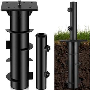 In Ground Umbrella Base with Umbrella Stand Tube, Universal Heavy Duty Umbrella Ground Anchor, Inground Umbrella Holder for Cantilever Patio Umbrella, Hanging ParasolBlack