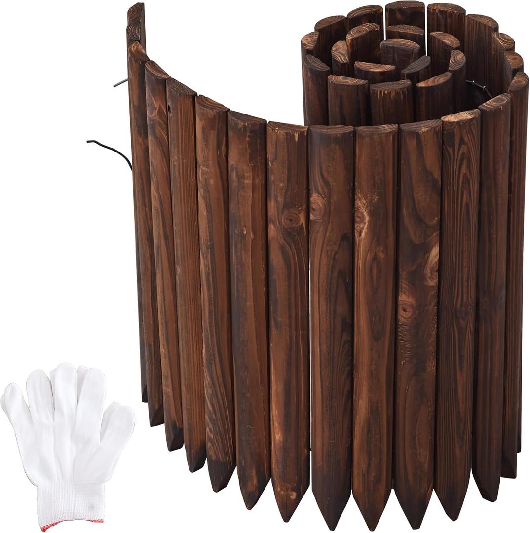 Garden Border Edging Landscape Edging Border Wooden Landscape Edging Wood Fence Decorative Garden Edging Lawn Edging Fence Flexible Garden Edging-15.7" H x 47.2" L (3PACK, 12Ft Total Length)