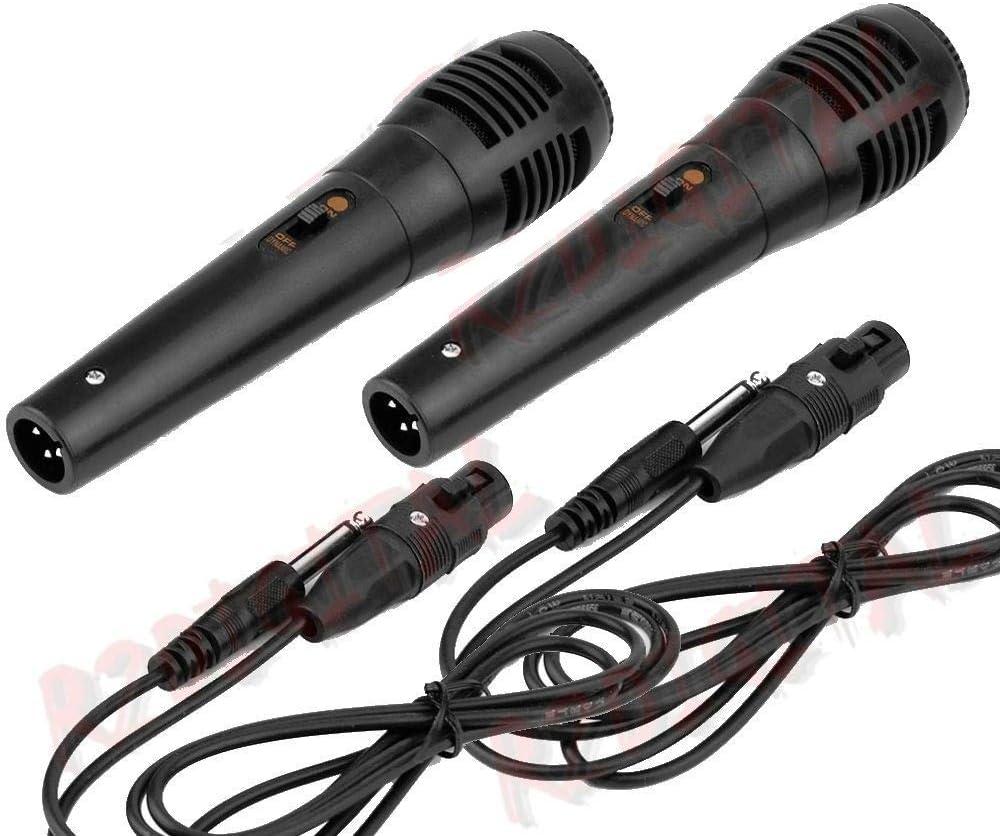 2x Dynamic Handheld Microphone for Karaoke Pair of Professional Metal Microphones, Microphone with 6.3 mm Jack Plug, Universal Metal Tube Microphone Switch On Off (M635)