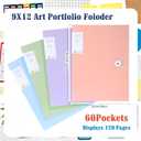 4 Pack Art Portfolios 9"x12", 60 Pockets Large Portfolio Folder Display 120 Pages, Pocket Binder with Plastic Sleeves, Diamond Painting Storage Book, Art Presentation Folder, Portfolio Binder, 12.2 x 9.06 x 1.57 inches