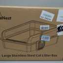 XXXL Stainless Steel Litter Box, 28.1'' Metal Cat Litter Box for Big Cats & Multi-Cat Homes, Low Entry, High Sides, Easy Clean