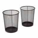 2-Pack 6-Gallon Steel Mesh Trash Can, Recycling Bin, Black Wastebasket