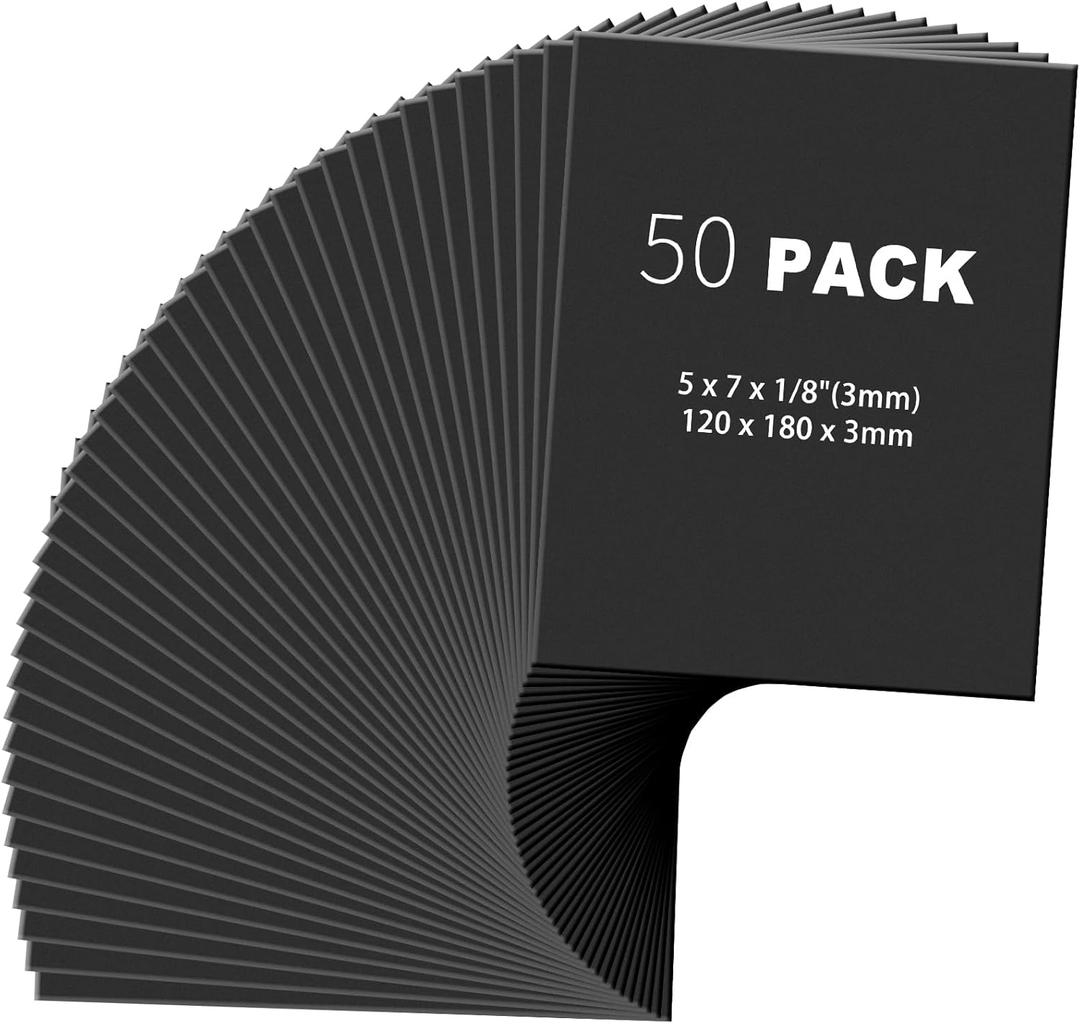 Frienda 50 Pack Foam Boards 1/8 Inch Thickness Foam Poster Boards for Presentation Board for School Crafts Office Art Projects(Black,5 x 7 Inch)