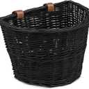 ProSource Wicker Bike Basket Front Cargo for Women and Men, Fits Most Bicycles, Beach Cruisers, Stationary Equipment, and Ebikes, Black