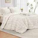 JOLLYVOGUE Queen Comforter Set Seersucker 7 Pieces, Dark Grey Comforter, Soft Bed in a Bag Queen Size, All Season Bedding Set with Comforter, Flat Sheet, Fitted Sheet, Pillowcases, Pillow Shams (Queen(88"x 88"))