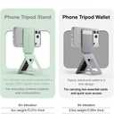 MOFT Phone Tripod Stand Selfie Stick for iPhone, Multi-Angles iPhone Stand, Lightweight & Portable Phone Holder, Strong Magnets, MOVAS Vegan Leather, Travel Essentials, Peppermint (Without Card Slot)