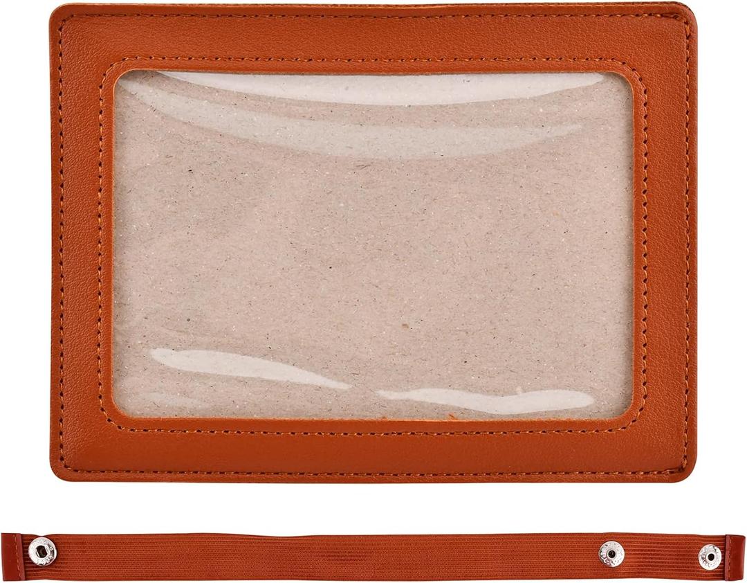 PU Leathter Car Picture Holder, DIY Car Picture Frame,for 6 Inches Vehicle Sun Visor Horizontally (Light Brown)