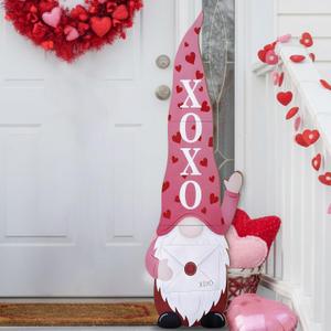Youyole 41.6 x 12.5 Inch Valentine's Day Gnome Porch Sign for Front Door Valentines Gnome Decor Vertical Standing Hanging Sign for Front Door Porch Home Yard Wall Outdoor Indoor Holiday Decorations