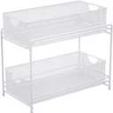 organize storage pantry organizer mash sliding storage box 2 Tier Sliding Basket Organizer Drawer white 7.4x13.7x12.7inch