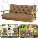 Porch Swing Cushions Outdoor 60 inch Waterproof Extra Thick 5" Outdoor Swing Cushions Replacement with Backrest and Ties for Outdoor Furniture Porch Patio Garden Lawn Backyard (Brown)