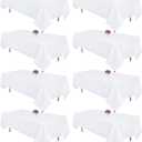8 Packs White Table Cloth Rectangle 60x102 Inch for 6 Foot Rectangle Tables, Wrinkle Resistant Polyester Fabric Tablecloth Washable Rectangular Table Covers for Dining Wedding Party Buffet