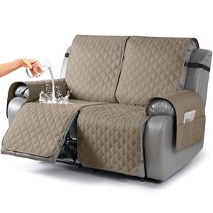TAOCOCO 100% Waterproof Recliner Covers, Recliner Sofa Covers with Leg Straps, Reversible Recliner Couch Cover for Reclining Chair, Washable Couch Protector for Pets Kids(2 Seater, Taupe)