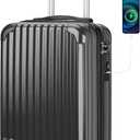 Personal Item Small Suitcase 18x14x8 Inches Hardside Built In TSA Lock & USB Port Lightweight Luggage With Removable Silent Wheels Underseat Carry-On Bag For Spirit and Frontier (Black)