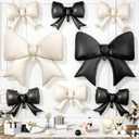 Black and Cream Bow Balloons, 8 Pcs 38 In 21 In Gaint Black Beige Bow Foil Balloon, Coquette Party Decorations for Girls Women Princess Birthday Baby Shower Bridal Wedding Bachelorette Decoration