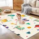 Baby Play Mat, 74 x 50 Inch Play Mat Perfect for Use Baby Playpen, Foldable Baby Foam Playmat for Floor, Portable Waterproof Activity PlayMats for Babies, Infants and Toddlers (Beige)