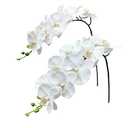 Fnize Orchid Stems Artificial Flowers Real Touch Latex Faux Phalaenopsis Branches 9 Large Blooms 38 Inches 2pcs White