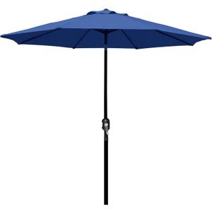 Blissun 9' Outdoor Patio Umbrella, Outdoor Table Umbrella, Yard Umbrella, Market Umbrella with 8 Sturdy Ribs, Push Button Tilt and Crank, Navy Blue