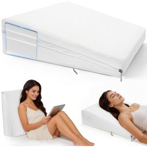 Adjustable Bed Wedge Pillow for Sleeping, Ergonomic Triangle Elevated Pillow for Acid Reflux,GERD,Snoring,Sleep Apnea,Pregnancy After Surgery Recovery, Leg/Neck/Back Pain, White