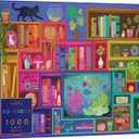 Elena Essex Jigsaw Puzzles 1000 Pieces - Bookshelf, Puzzle 1000 Pieces, Puzzles for Adults, Colorful Books Cat Flower Rainbow Puzzle, Size 28 x 20 inches