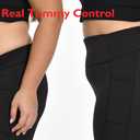 Tummy Control Biker Shorts with Pockets for Women,V Back,No Front Seam,Hidden Scrunch 6 Inch Plus Size (X-Large, Black)