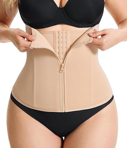 Gotoly Waist Trainer for Women Zipper Corset Shapewear Tummy Control Faja Body Shaper Waist Cincher Workout Girdle, S