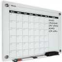 Real Glass Dry Erase Calendar, 18" x 24", Bright White Tempered Glass Surface, Frameless Wall Mount, with 4 Assorted Color Markers and Eraser, by Better Office Products