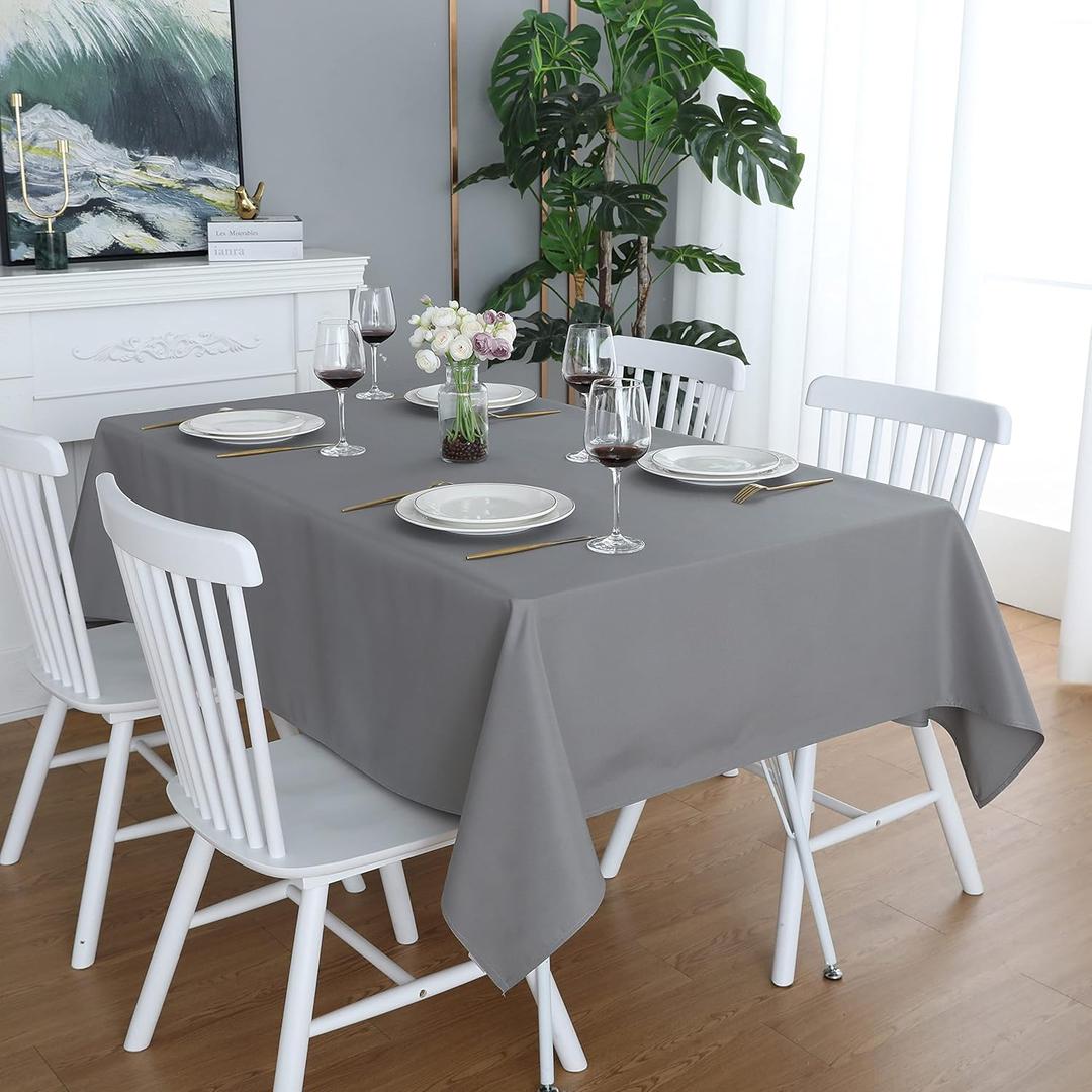FOLINS&HOME Light Grey Rectangle Tablecloth 52 x 70 Wrinkle Free Waterproof Polyester Table Cloths, Spillproof Heavy Duty and Washable Table Cover for Party, Indoor and Outdoor-Oblong/Rectangular
