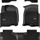 3W Floor Mats & Front Carpet Fit for 2019-2025 2026 Chevy Silverado/GMC Sierra Denali 1500 & 2020-2026 GMC Sierra 2500HD/3500HD Crew Cab, TPE All Weather Accessories 2 Rows Full Set Car Mats