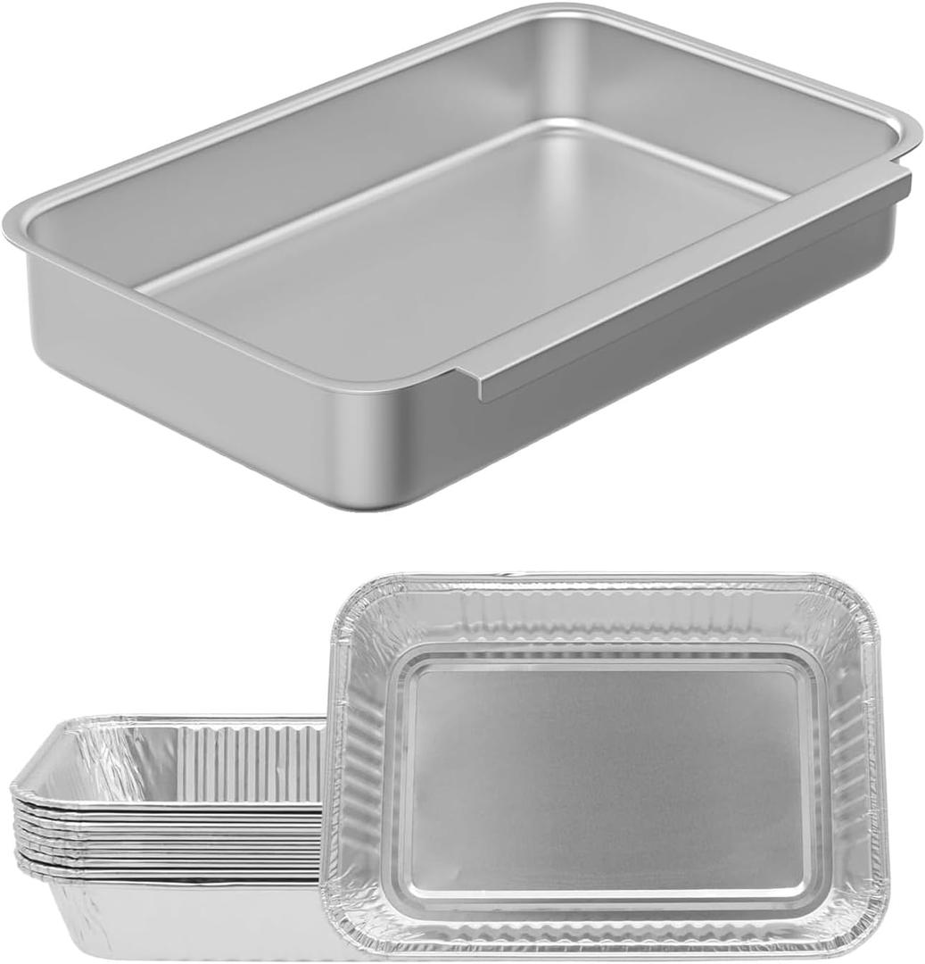 BBQ Future 93305 83156 Grill Grease Tray for Weber Spirit 200/300 Genesis and Genesis II 200/300 Series, 7515 Grease Catcher Tray with 10 Pack Drip Pan Liners Replacement Part for Most Weber Gas Grill