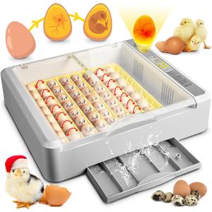 36-60 Egg Incubator with Automatic Egg Turning and Humidity Control, 360 View Chicken Egg Incubator with Digital Display, Adjustable Egg Incubators for Hatching Eggs Include Chicken Duck Quail Eggs