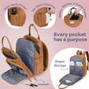 RUVALINO Diaper Bag Backpack-Multifunction Baby Travel Bag with Changing pad, Insulated Bottle Holders & Pacifier Case, Large Capacity, Waterproof, Dark Brown