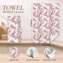 Pink Cherry Blossom Floral Kitchen Dish Towels, Cottagecore Spring Cherry Flower Tree Botanical Decorative Hand Tea Towels for Kitchen Bathroom, 16x24 Inch