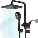 Upgraded Dual Shower Heads Combo, 10 inch Filtered Shower Head with Handheld, 3-Way Rain Shower Head with Filters, 7 Settings Handheld Spray, High Pressure, Height Adjustable (Black)