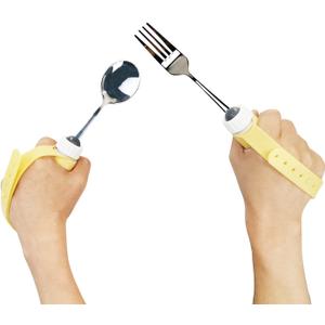 Adaptive Utensils Spoons Forks Set Weighted, Non-Slip Handles & rubber strap, for Hand Tremors & Muscle Weakness, Arthritis, Parkinsons, Elderly; Dishwasher Safe,Stainless Steel