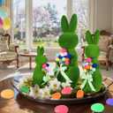 BrilliantJo Spring Decoration Figurines Decor Gift for Women Cute Moss Bunny Large Rabbit Kit Holding Balloons Set of 3(15", 13", 10") Green Desk Mother's Day Holiday Birthday for Home Office Garden