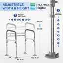 Loyoda Foldable Toilet Safety Rails for Seniors - Adjustable Toilet Safety Frame & Toilet Handles for Elderly & Disabled, Fits Most Toilets, 350lb Capacity, Gray
