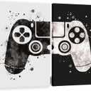 Framed Gamepad Canvas Wall Art Video Game Themed Pictures Painting Artwork Gaming Black and White Boys Game Room Decor Posters prints Wall Art Gifts for boys and men Game lovers Wall, 16Wx24H2piece