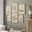 Vintage Botanical Wall Art Set of 6 Neutral Floral Canvas Wall Decor Wildflower Wall Art Watercolor Flower Prints Botanical Poster Minimalist Plant Pictures for Bedroom Living Room 8x10 Inch Unframed