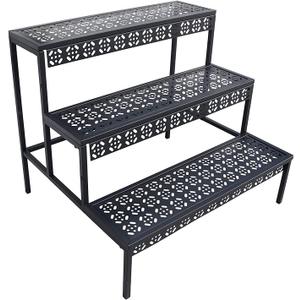 aboxoo 3 Tier Stair Style Large Metal Plant Stand, Garden Display Shelf Flower Pot Holder Storage Organizer Rack for Indoor Home Outdoor Patio Balcony Yard( Black, Rectangle) aboxoo 3 Tier Stair Style Large Metal Plant Stand, Garden Display Shelf Flower Pot Holder Storage Organizer Rack for Indoor Home Outdoor Patio Balcony Yard( Black, Rectangle)