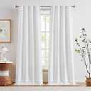 jinchan White Curtains for Living Room Bedroom Linen Textured Curtains 108 Inches Long Farmhouse Country Curtains Casual Weave Back Tab Drapes Light Filtering Window Curtains 2 Panels White