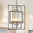WJShome 7-Light Black Chandelier, Industrial Ceiling Lighting Fixtures, Farmhouse Foyer Chandeliers, Large Chandeliers for High Ceilings, for Dining Room, Staircase, Entryway