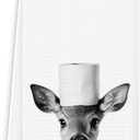 Funny Deer Hand Towels for Bathroom Washroom, Deer Bathroom Decor, Deers Lover Gifts for Women Men, Funny Animal Sika Deers Bathrooms Hand Towels, 16x24 Inch