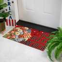 American Flag Floral Wreath Patriotic Welcome Mat 17"x30", Non-Slip Absorbent Indoor Outdoor Doormat for 4th of July & Independence Day Decor