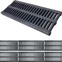 A15 6 Pack Polymer Plastic Channel Drain Grate-19.7x7.9x1 in Durable Trench Cover,Total Length 118 in Polymer Drain Strainer,Outdoor Drain Grates for Yard Sidewalk Patio Houseside