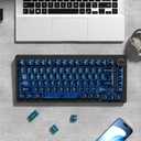 dagaladoo Dark Blue Clear keycaps,Transparent keycaps 75 Percent,Jelly keycap Set,Shine Through Key caps.,MDA Profile Keyboard Key Cap for Mx Switches Mechanical Keyboard