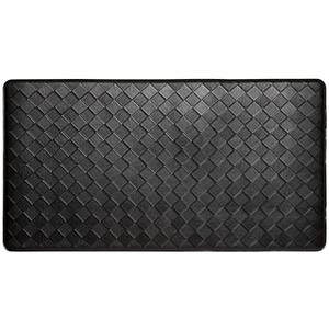 Home Dynamix Trenton Solace Traditional Diamond Textured Kitchen Mat, Black, 17"x28", 2 Pcs