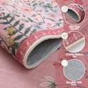 Wonnitar 2x6 Runner Rug for Hallways, Pink Floral Bathroom Rugs Non Slip Washable, Low Pile Soft Botanical Runner for Girls Bedroom Laundry Room Bedside (Pink,2'x6')