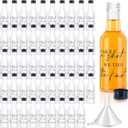 Bokon 50 Pcs Mini Wedding Liquor Bottles Take a Shot We Tied The Knot Shot Glasses for Guests 1.7 Fl Oz/ 50 ml Plastic Reusable Empty Bottle with Cap Funnel Acrylic Mini Glasses for Bridal (Black)