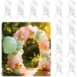 PUGPIU 12 Pack Balloon Arch Clips for Backdrop | Plastic Transparent Spring Clamps | 3.5 Inch Heavy Duty Clip for Backdrop Stand | Birthday Wedding Decoration | Photography Studio | Crafts | Clothing